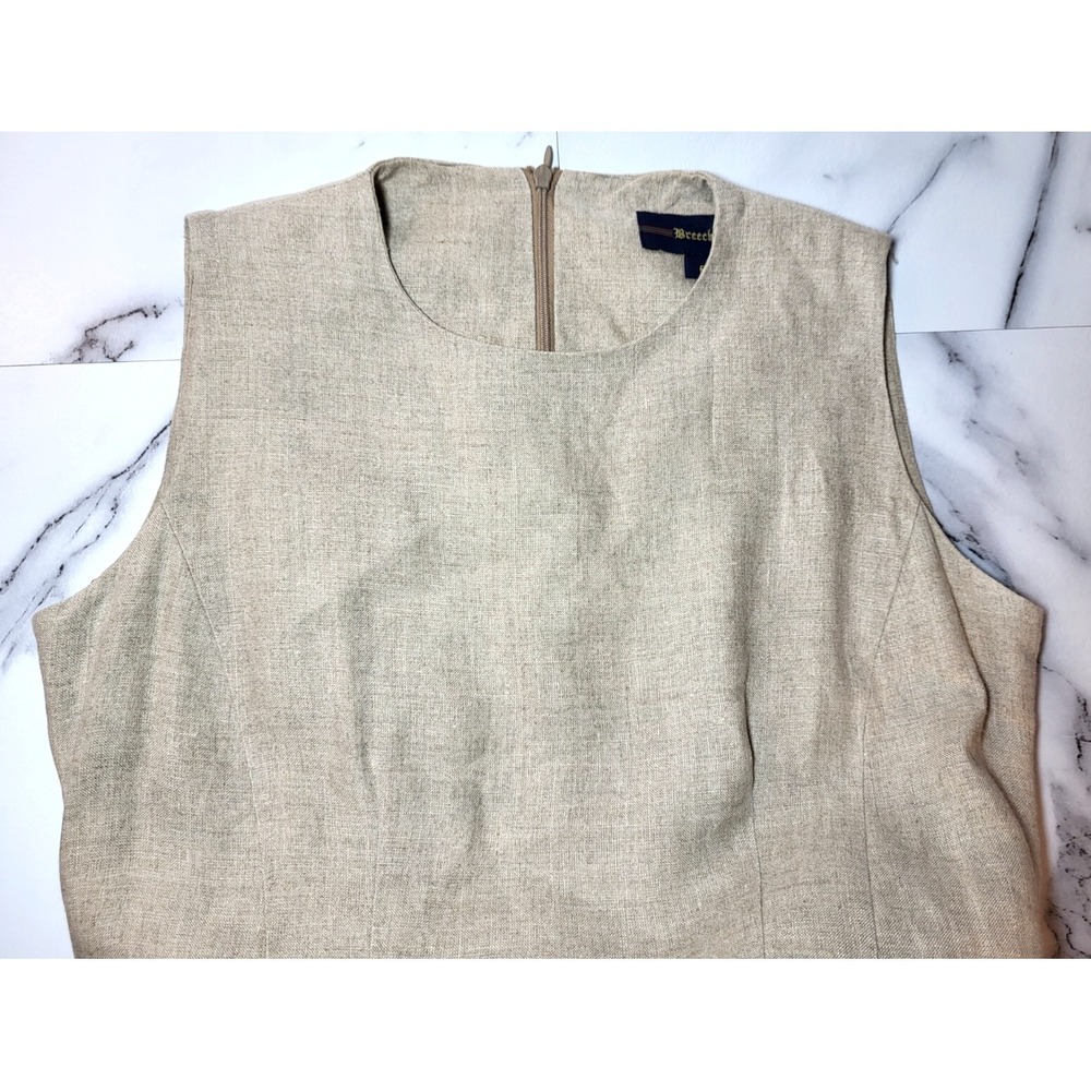 Breeches Natural Linen Maxi Sheath Dress Rear Zip Front Slit USA Size 6 Neutral‎ - Picture 6 of 8